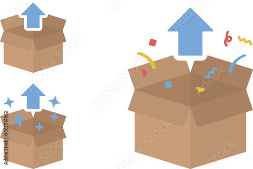 開封のイラスト – 商品開封と体験プロセス