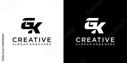 GK or KG initial letter logo design vector template