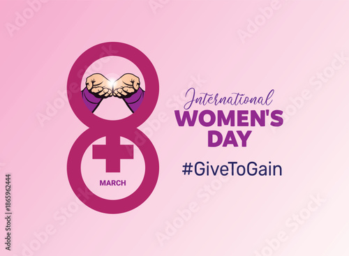  International women's day concept vector illustration. 2026 women's day campaign theme - #GiveToGain