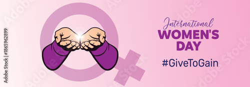  International women's day concept vector illustration. 2026 women's day campaign theme - #GiveToGain