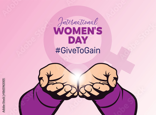  International women's day concept vector illustration. 2026 women's day campaign theme - #GiveToGain