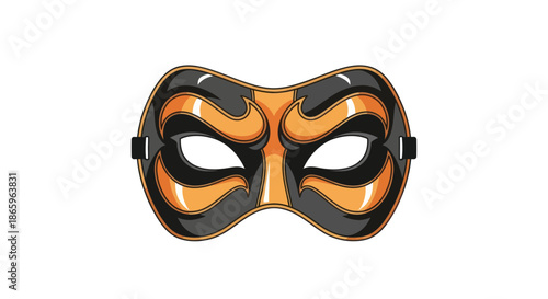 Stylized Black and Orange Eye Mask for Costume.