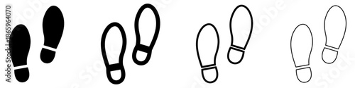 Footprints icon. Pair of shoe sole prints, isolated on a white background. Vector illustration.