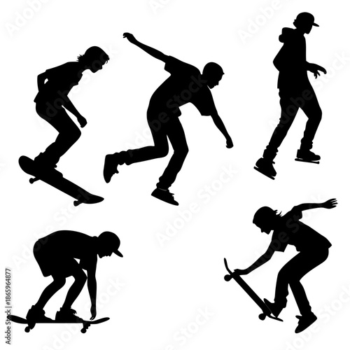 Skateboarders in action