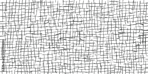 Black and white irregular grid pattern with hand drawn lines abstract background