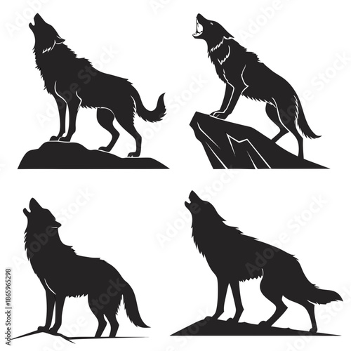 Wolf silhouettes howling