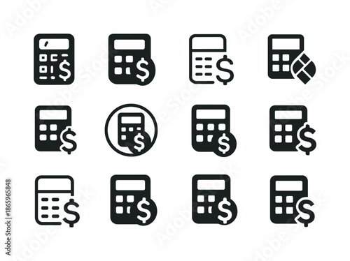 Youth Financial Icons. Financial literacy for youth. Icon set. Set Logo of Financial literacy for youth: calculator. harmonious logo variations of the same