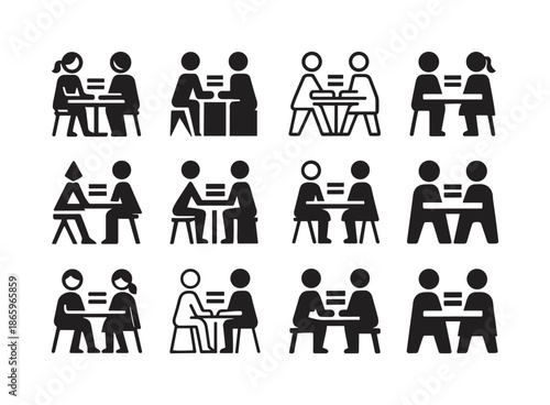 Gender Equality Icons. Gender equality. Icon set. Set Logo of Gender equality: shared workspace symbol. harmonious logo variations of the same emblematic