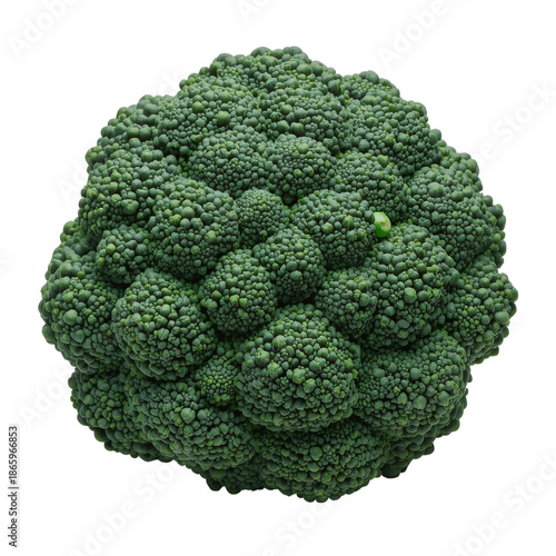 Fresh Broccoli With Bright Green Color and Unique Texture Shown on a White Ba...
