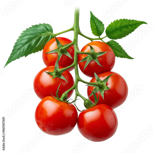 Fresh Red Tomatoes Grow on a Vine in a Garden Under Bright Light During the Day