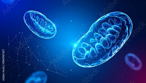 Abstract 3D Rendering of Mitochondria, the Powerhouses of the Cell.