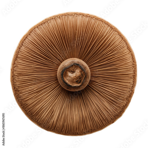 Mushroom With Detailed Gills and a Rounded Cap Observed From the Top in a Nat...