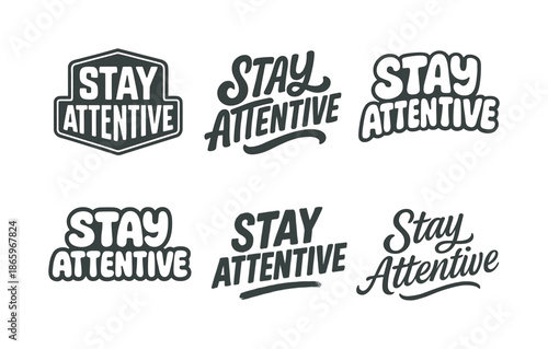 Harmonious Lettering Grid. Stay attentive to order. Set lettering. harmonious lettering variations of the same emblematic concept, each with different artistic