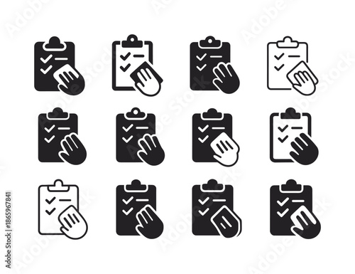 Workplace Hygiene Icons. Workplace hygiene standards. Icon set. Set Logo of Workplace hygiene standards: hygiene checklist. harmonious logo variations of the