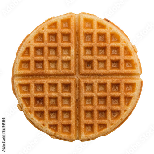 Waffle Placed on a Flat Surface Ready for Toppings and Syrup at Breakfast Time