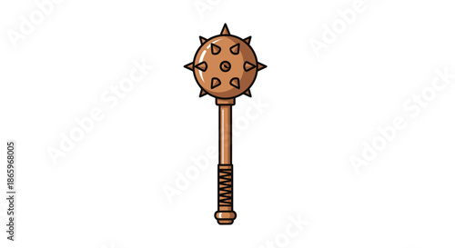 Medieval Spiked Mace Weapon Illustration.
