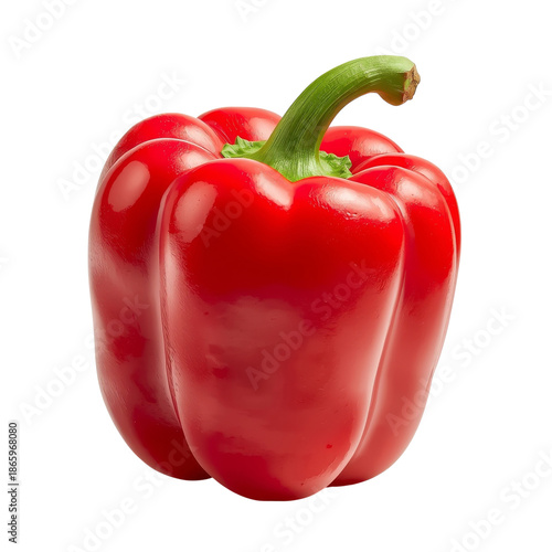 Red Bell Pepper on a White Background Ready for Cooking or Snacking