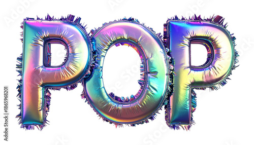 Holographic foil balloon letters spelling 