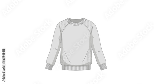 Simple White Crewneck Sweatshirt with Long Sleeves Isolated.
