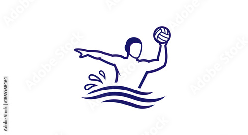 Silhouette of Water Polo Player Throwing Ball in Water.