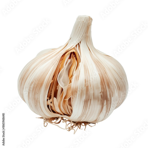 Garlic Bulb With Thin Skin Placed on a White Background