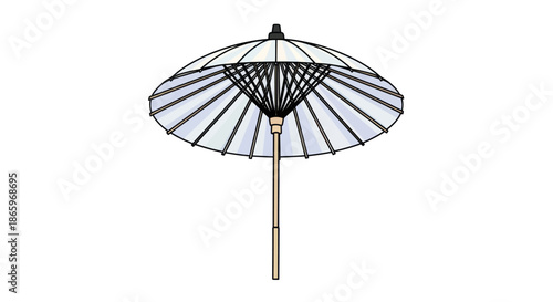 Traditional Japanese Parasol with Black and White Stripes.