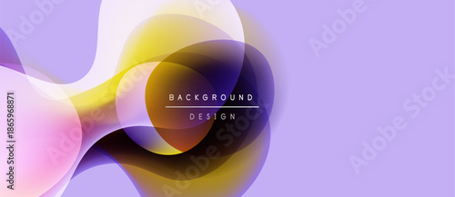 Abstract flowing shapes, yellow, purple, pink hues. Modern design element for backgrounds, presentations. Soft gradients create visual interest.