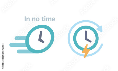 in no time を表すイラスト – 迅速・即時・スピードの概念