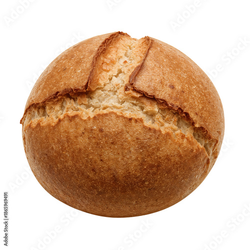 Freshly Baked Round Loaf With a Cracked Top and Golden Crust From a Local Bak...