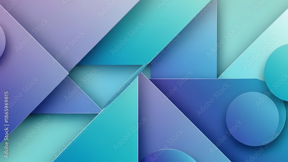 Obraz premium 青い幾何学模様と重なり合う明るい抽象的背景デザイン