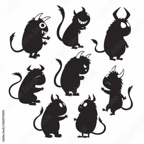 Cartoon rats silhouettes