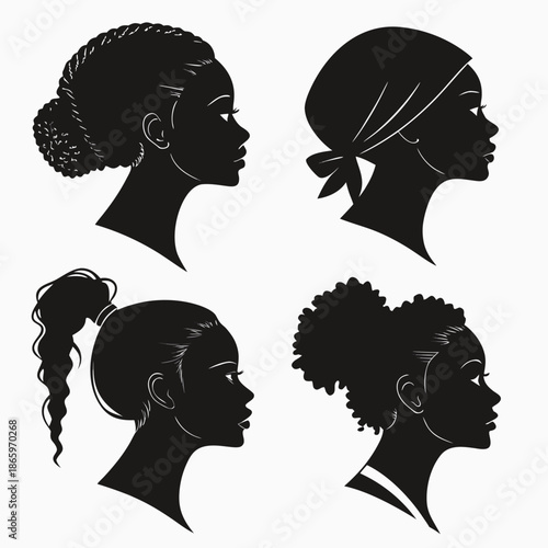 Silhouettes of women with different hairstyles