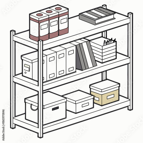 Organized storage shelves