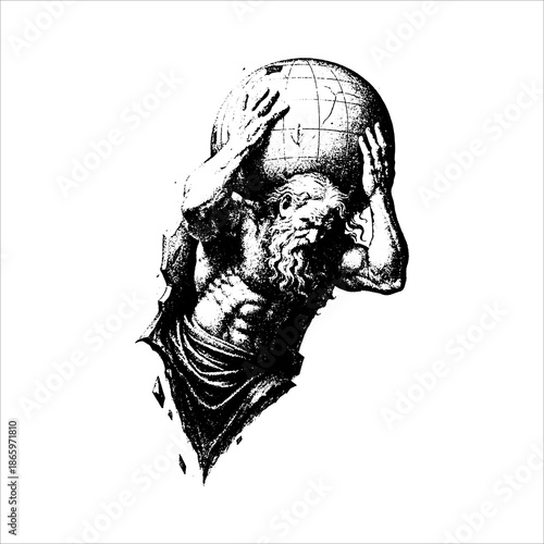 Burdened Figure Holding the World