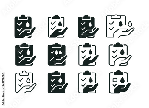 Workplace Hygiene Icons. Workplace hygiene standards. Icon set. Set Logo of Workplace hygiene standards: hygiene checklist. harmonious logo variations of the