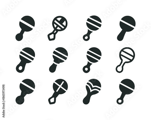 Baby Logo Variations. Baby. Icon set. Set Logo of baby: baby rattle. harmonious logo variations of the same emblematic concept, each with different artistic