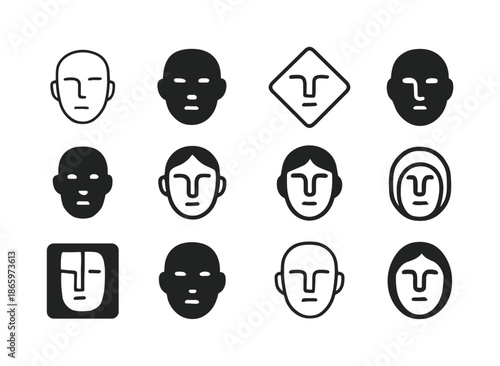 Professional Detachment Logos. Professional detachment. Icon set. Set Logo of Professional detachment: calm face with neutral expression. harmonious logo
