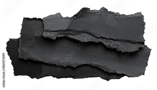 Wallpaper Mural Torn, layered pieces of black paper against a stark black background Torontodigital.ca
