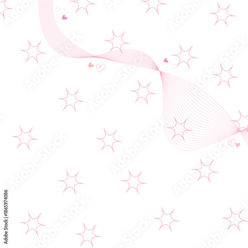 Soft Pink Starry Background with Flowing Ribbon Romantic Design