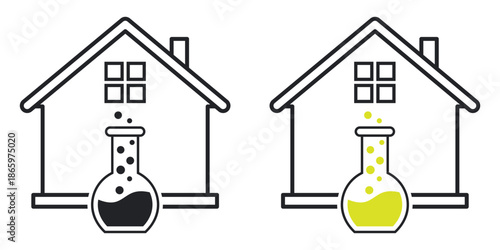 Home Science Lab Vector Icons, Multiple Style Set for Education and Research Vector illustration.