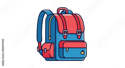 Colorful Cartoon Backpack with Red and Blue Design.