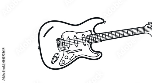Detailed Line Drawing of a Classic Electric Guitar.