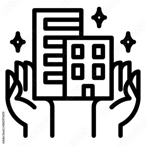 부동산 아웃라인 아이콘. 아파트 보호