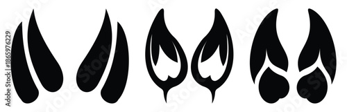 Equestrian Hoofprint Icons Collection, Deer, Rabbit, Cow, and Horse Tracks Vector illustration.
