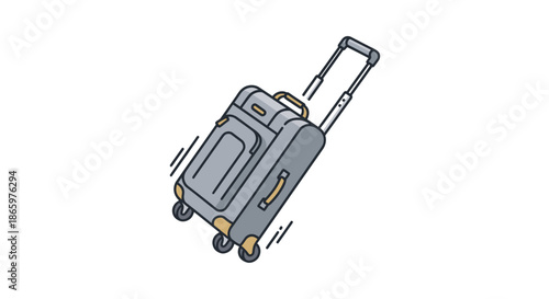 Rolling Gray Suitcase with Handle and Wheels Travel Baggage.