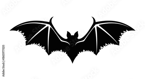 Silhouette of a Bat with Wide Open Wings.
