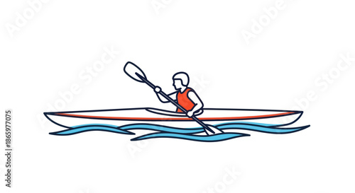 Person paddling a kayak on blue water waves.
