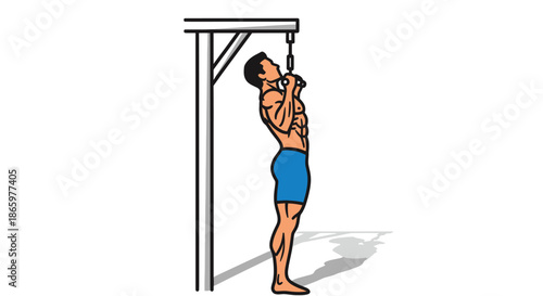 Man performing a pull-up exercise on a bar showcasing strength and fitness.
