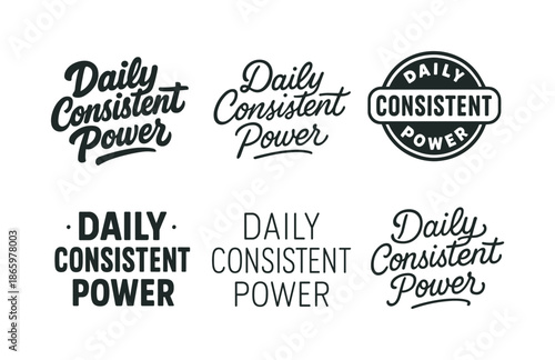 Creative Lettering Grid. Daily consistent power. Set lettering. harmonious lettering variations of the same emblematic concept, each with different artistic