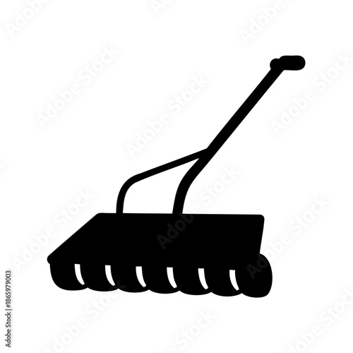 Silhouette Image of a Manual Carpet Sweeper for Floor Cleaning Purposes